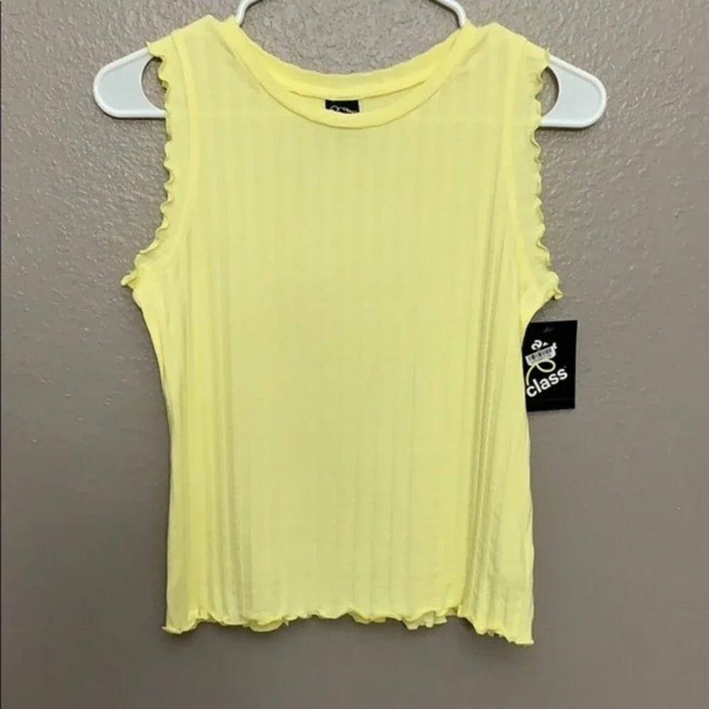 Art Class Girls yellow lettuce hem top large